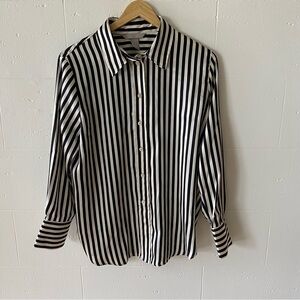 H&M Black and White Striped Satiny Shirt
